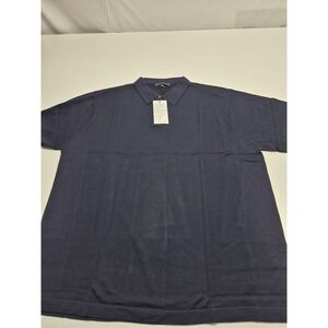 Enzone Polo Shirt Mens 3XL Navy Silk Cotton Knit Lightweight Short Sleeve 10015
